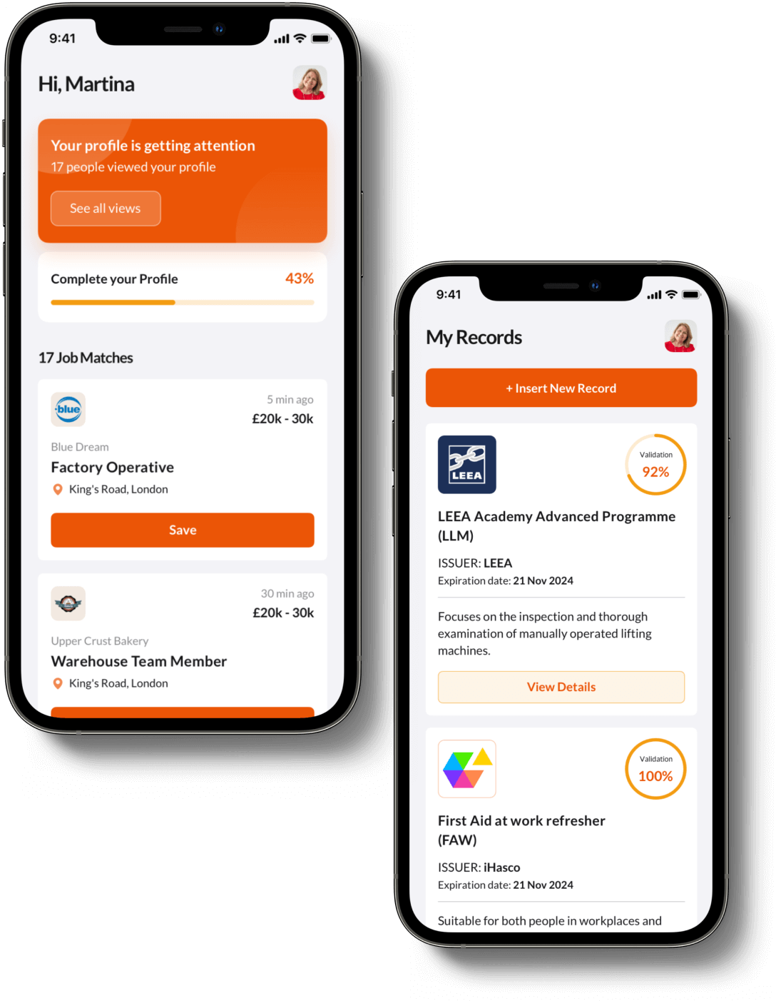 Qualified People app qualification screens